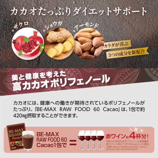 メディキューブ BE-MAX RAW FOOD60 カカオ 40g×15包 2箱 メディ
