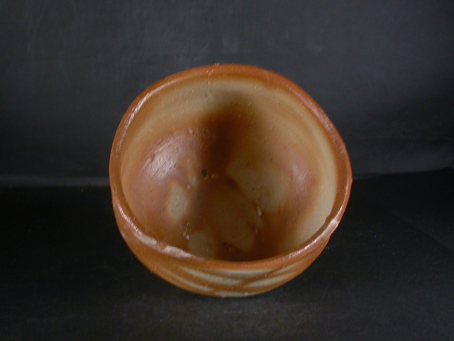 備前焼 登窯 備前焼物故作家 的野 求 黄ゴマ緋襷抹茶茶碗38 備前焼卸