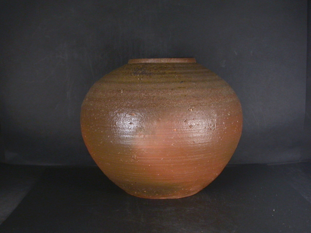 備前焼 登窯 備前焼人間国宝 伊勢崎 淳 共箱付黄ゴマ緋大壺1 備前焼卸