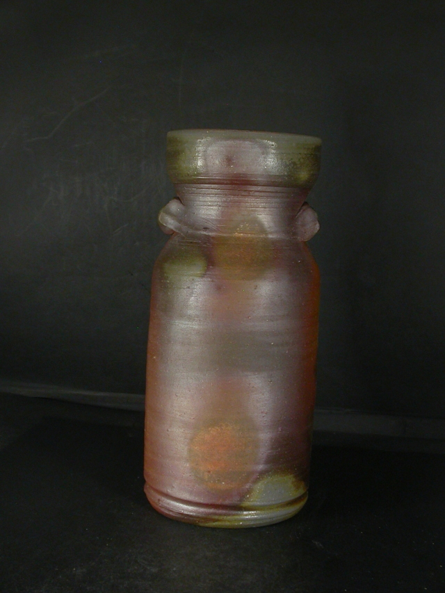 備前焼 備前焼人間国宝 故藤原 雄 保存箱付き窯変耳付き花入5 備前焼