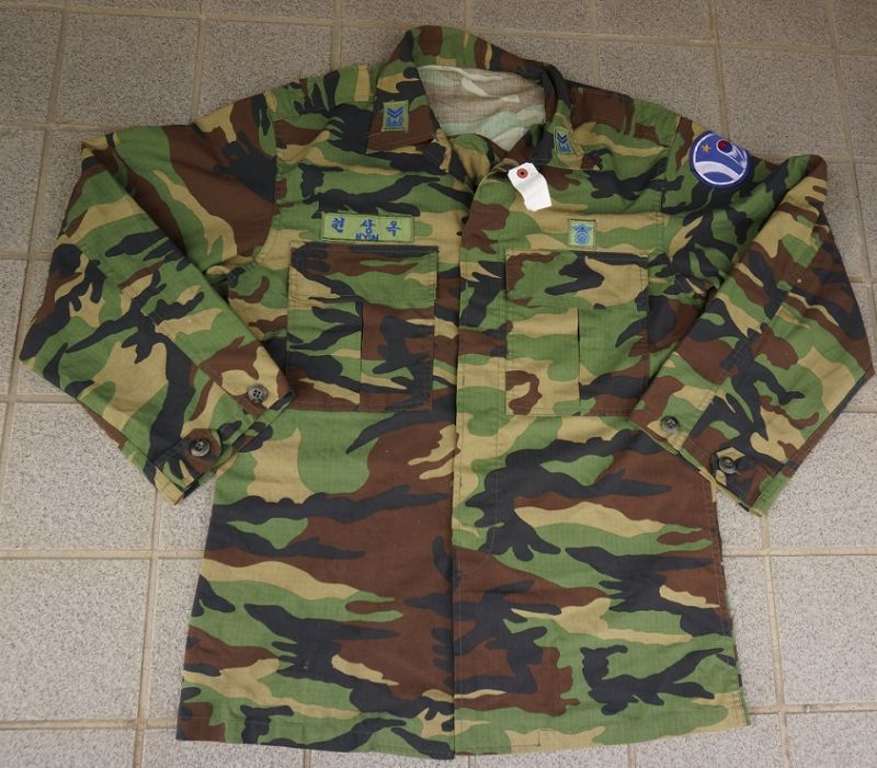 韓国軍ウッドランド迷彩ジャケット空軍フルパッチ品リップストップ生地