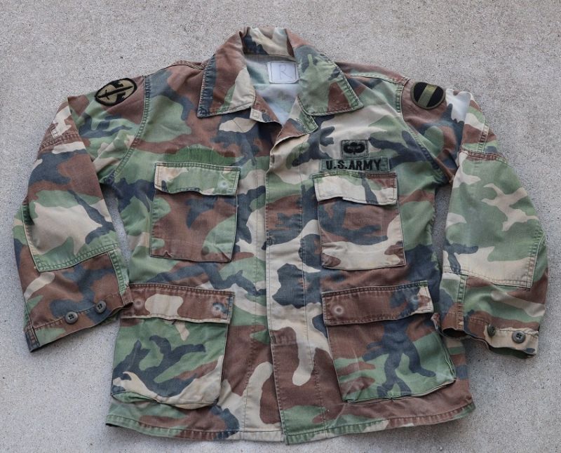 米軍ウッドランド迷彩BDUジャケット初期型SMALL-SHORT FORSCOM・MACV