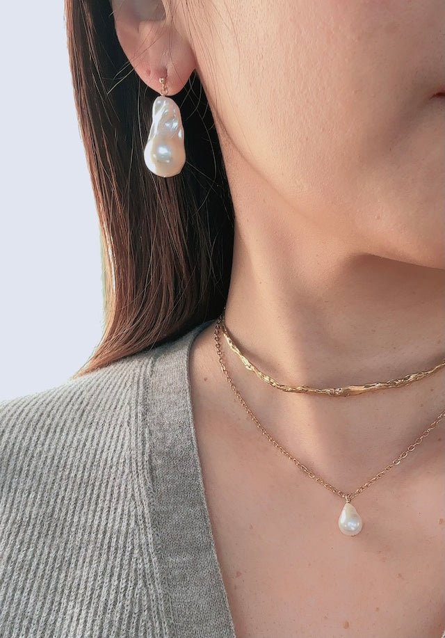 オイスターパールピアス＆イヤリング 淡水パールアクセサリー（Sランク