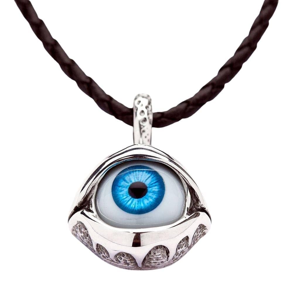 Blue Eyeball Pendant – Sterling Silver Gothic Eye Necklace