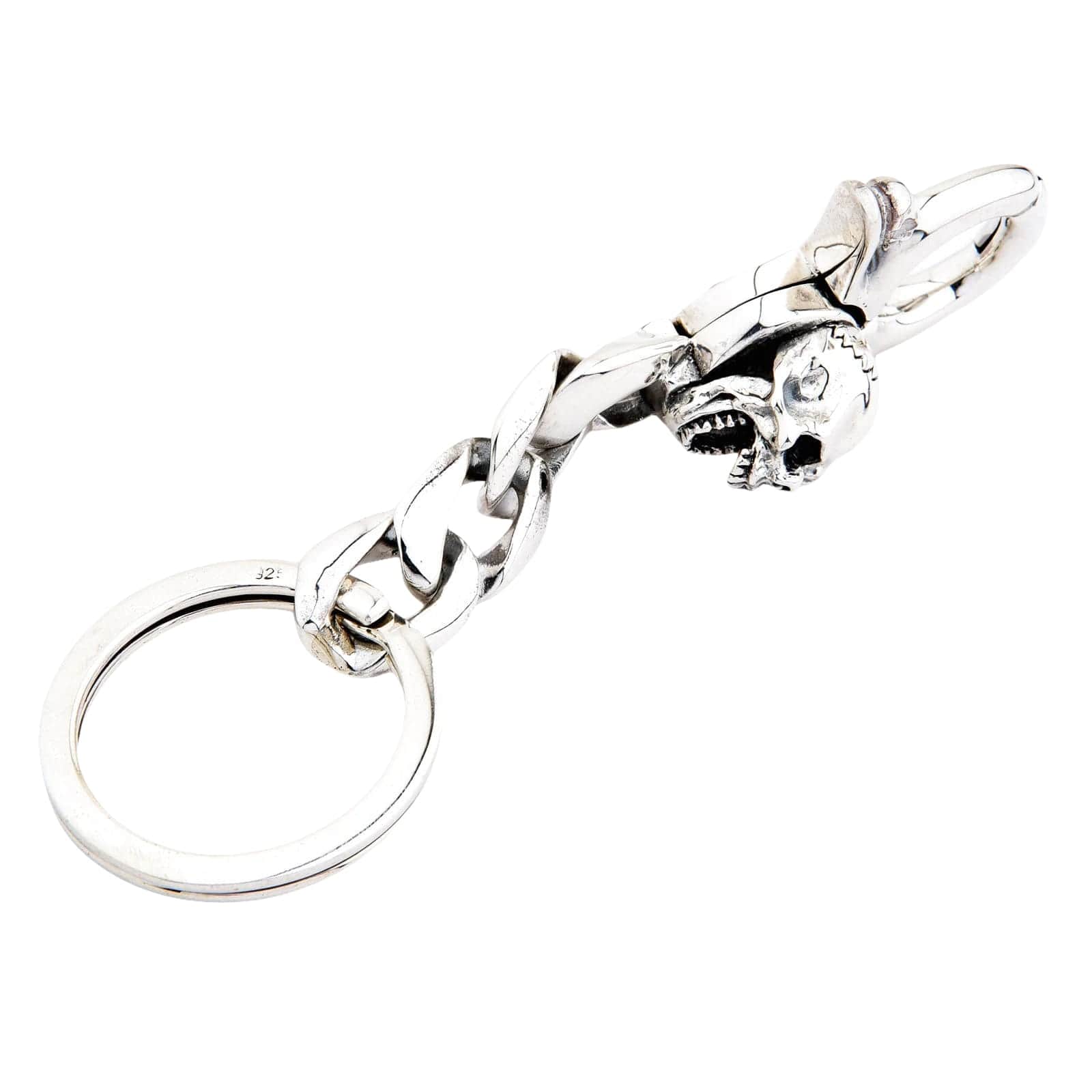 スカルグリップキーリング | ソリッド925スターリングシルバー