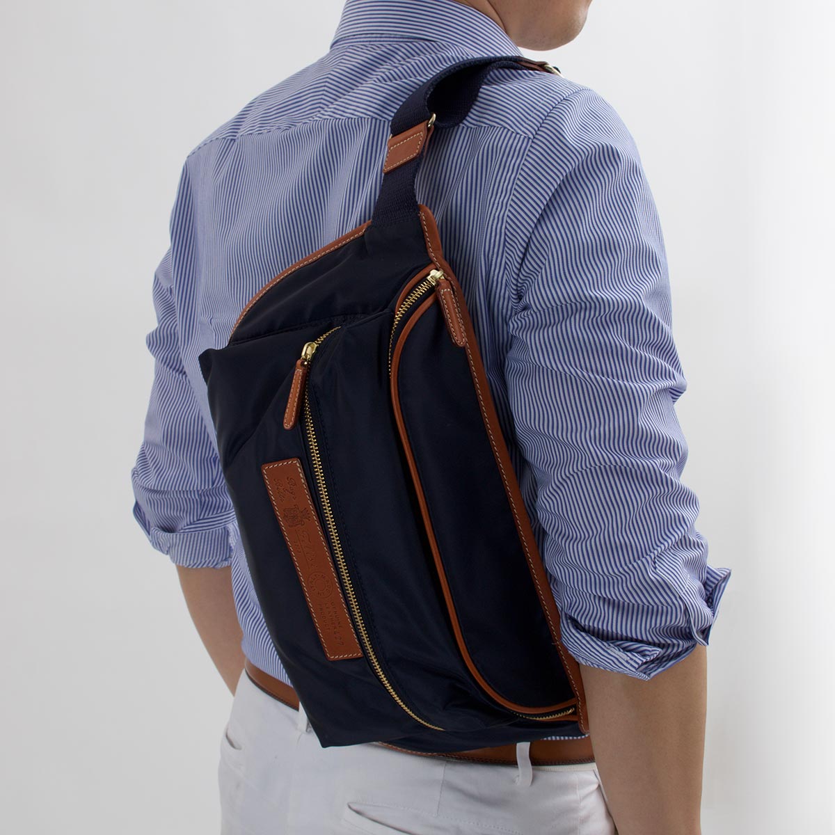 フェリージ ボディバッグ バッグ メンズ ネイビーブルー&ライト