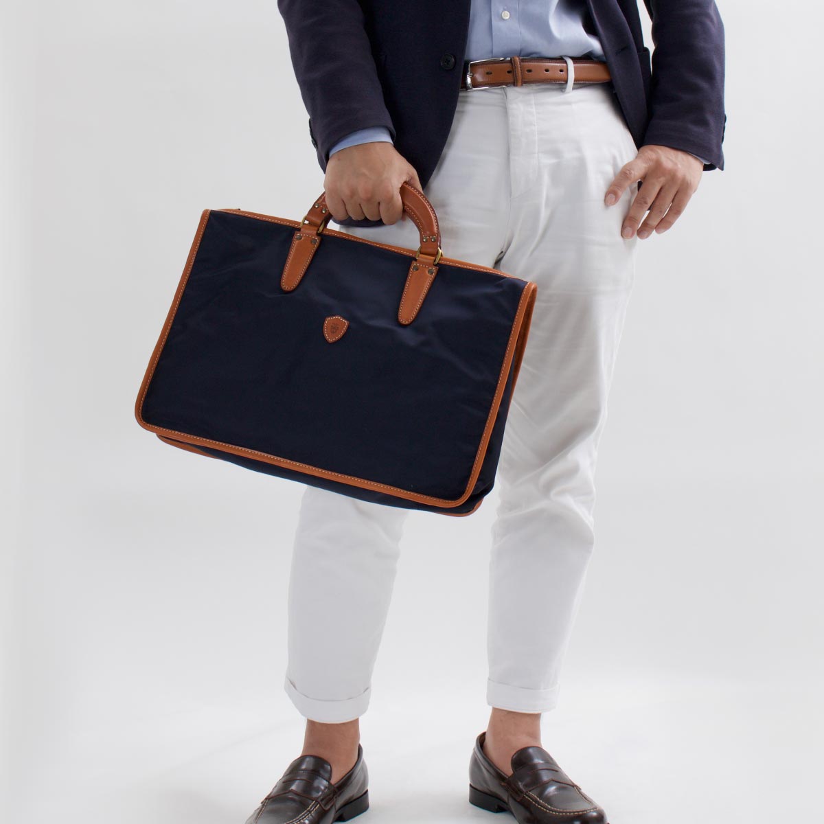 フェリージ ビジネスバッグ バッグ メンズ ネイビーブルー&ライト