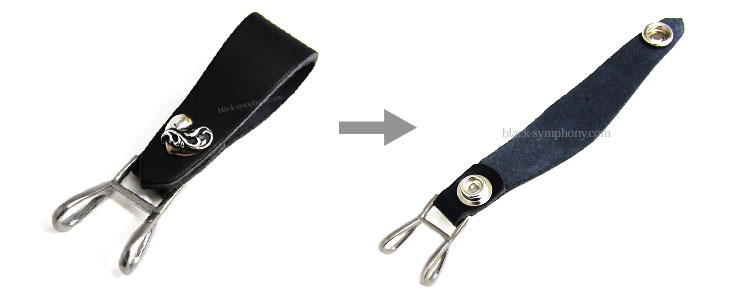 クロムハーツWベルトループハートボタンブラックレザー|クロムハーツ