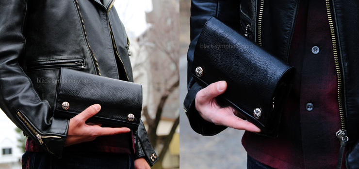 クロムハーツ 財布 ロングウォレットクロスボタンブラックレザー