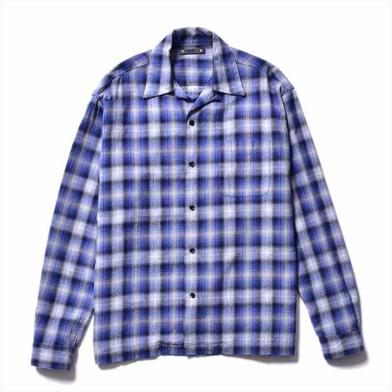 MINEDENIM V.Nep Check Flannel Open Collar Shirt