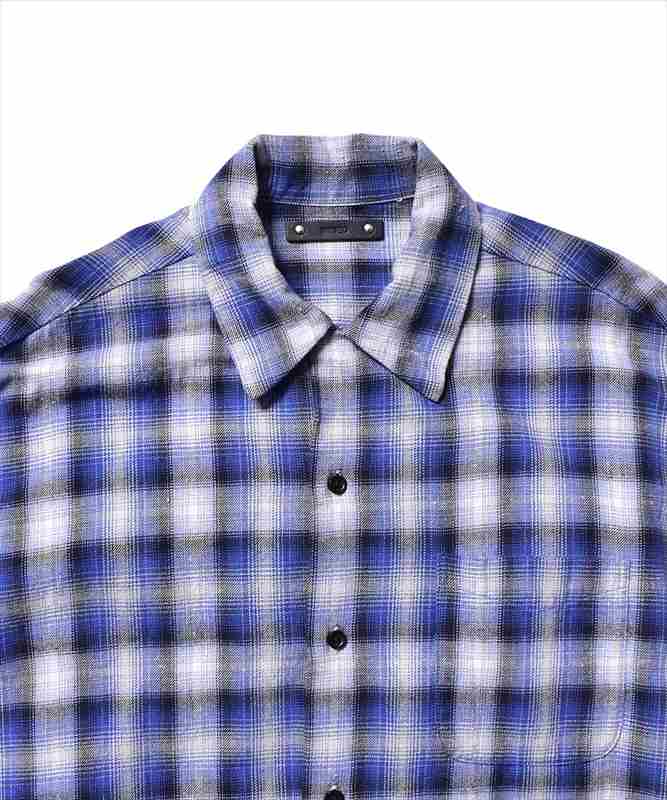 MINEDENIM V.Nep Check Flannel Open Collar Shirt