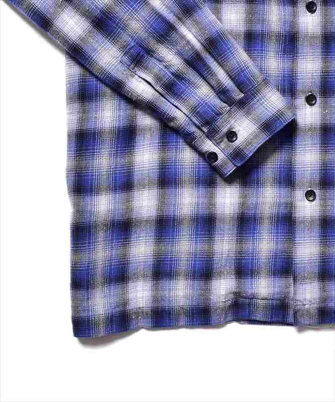 MINEDENIM V.Nep Check Flannel Open Collar Shirt