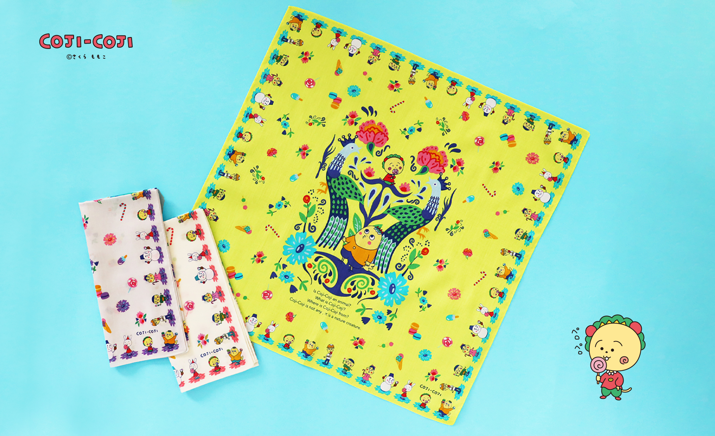 コジコジ」の世界を持ち歩く。ハンカチやエコバッグなど、雑貨アイテム