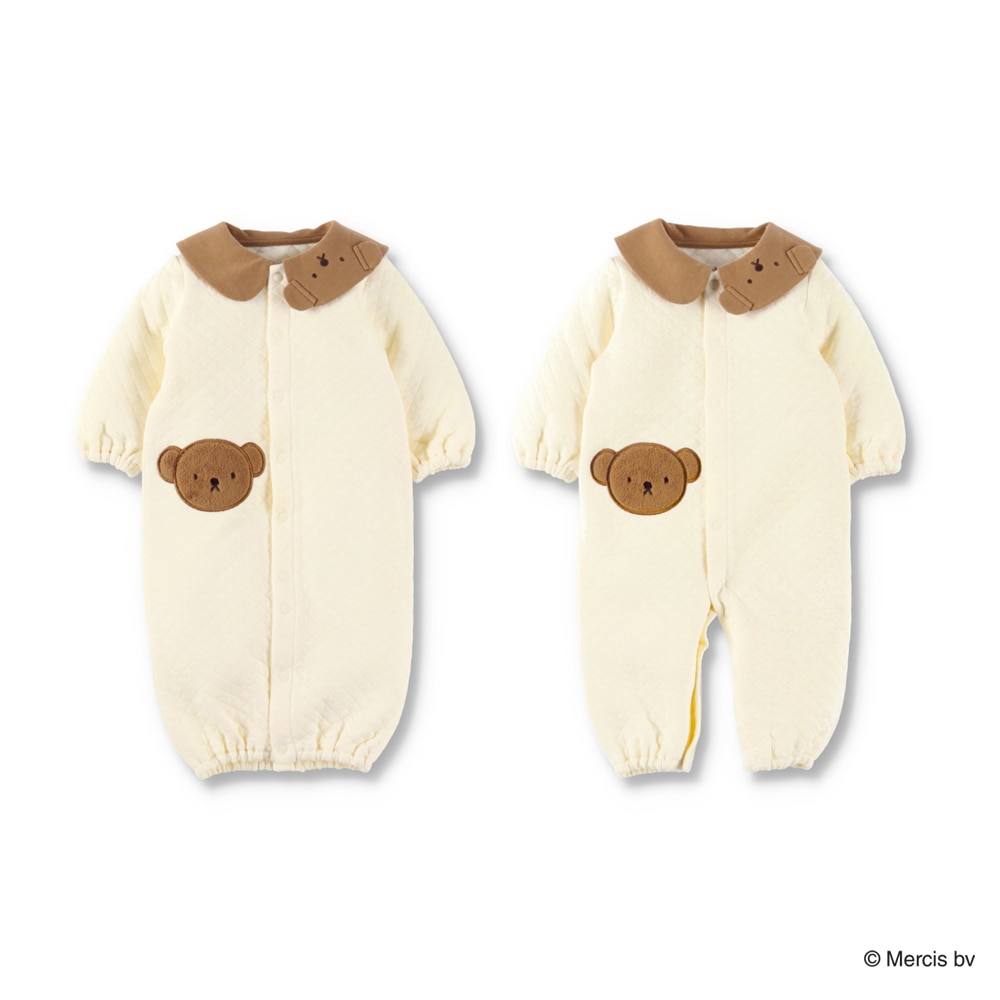 ベビー/boris/ボリス】衿モチーフ長袖キルト2WAYオール ｜子供服