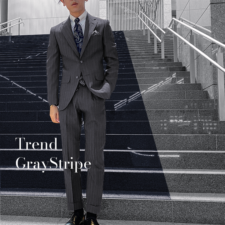 メンズ オーダーメイドスーツ bref（ブレフ）- グレーストライプスーツ