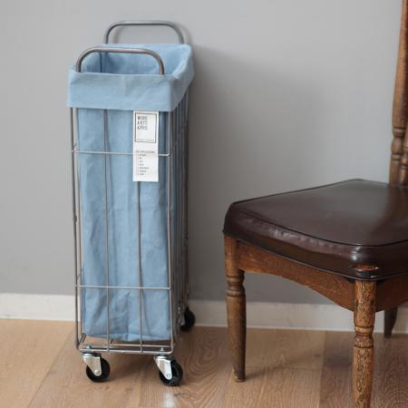 003307 DENIM FOLDING LAUNDRY SQUARE BASKET with CASTER 40L/SLIM | BRID