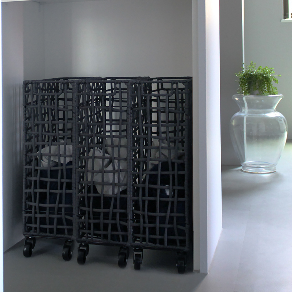 003427 FOLDING ROUGH KNIT LAUNDRY BASKET with CASTER 40L/SLIM | BRID