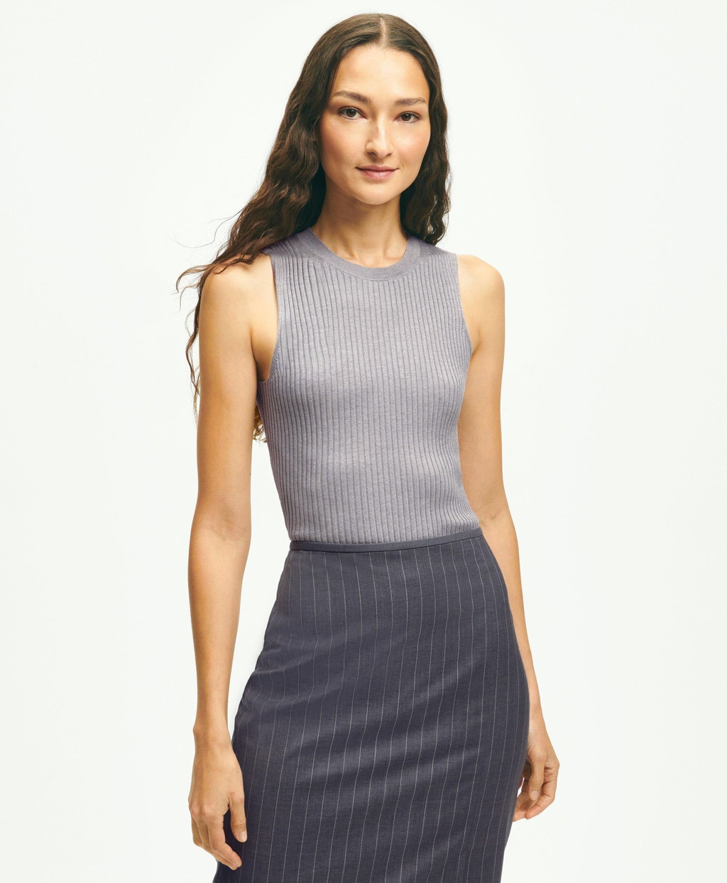 シルクブレンド クルーネック ノースリーブセーター | Brooks Brothers