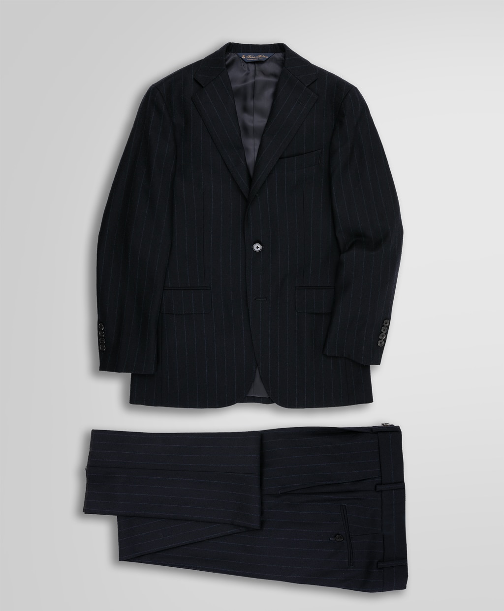 ウールフランネル ストライプ 段返り3釦スーツ TOKYO model | Brooks