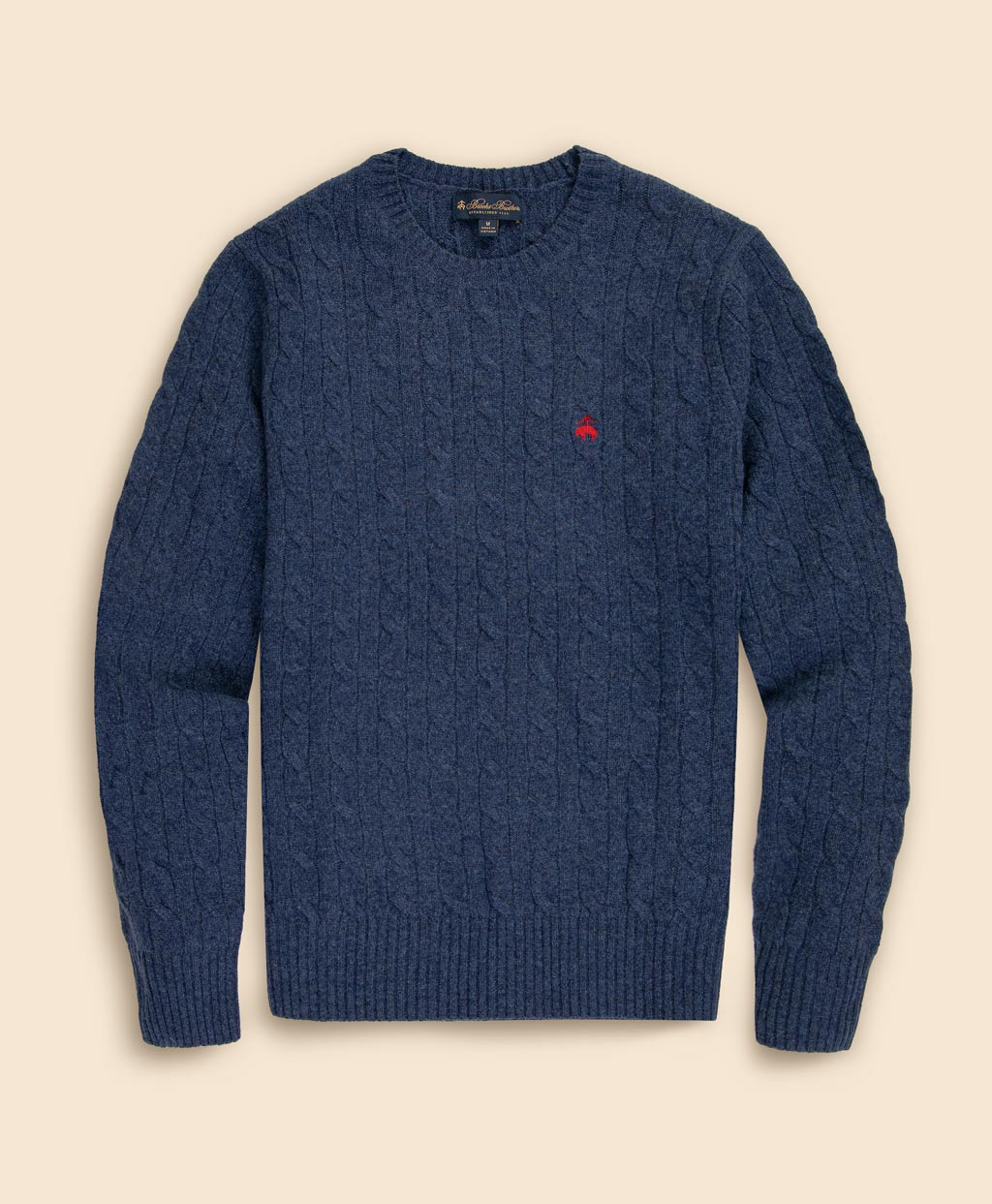 ラムズウール GFロゴ ケーブル クルーネックセーター | Brooks