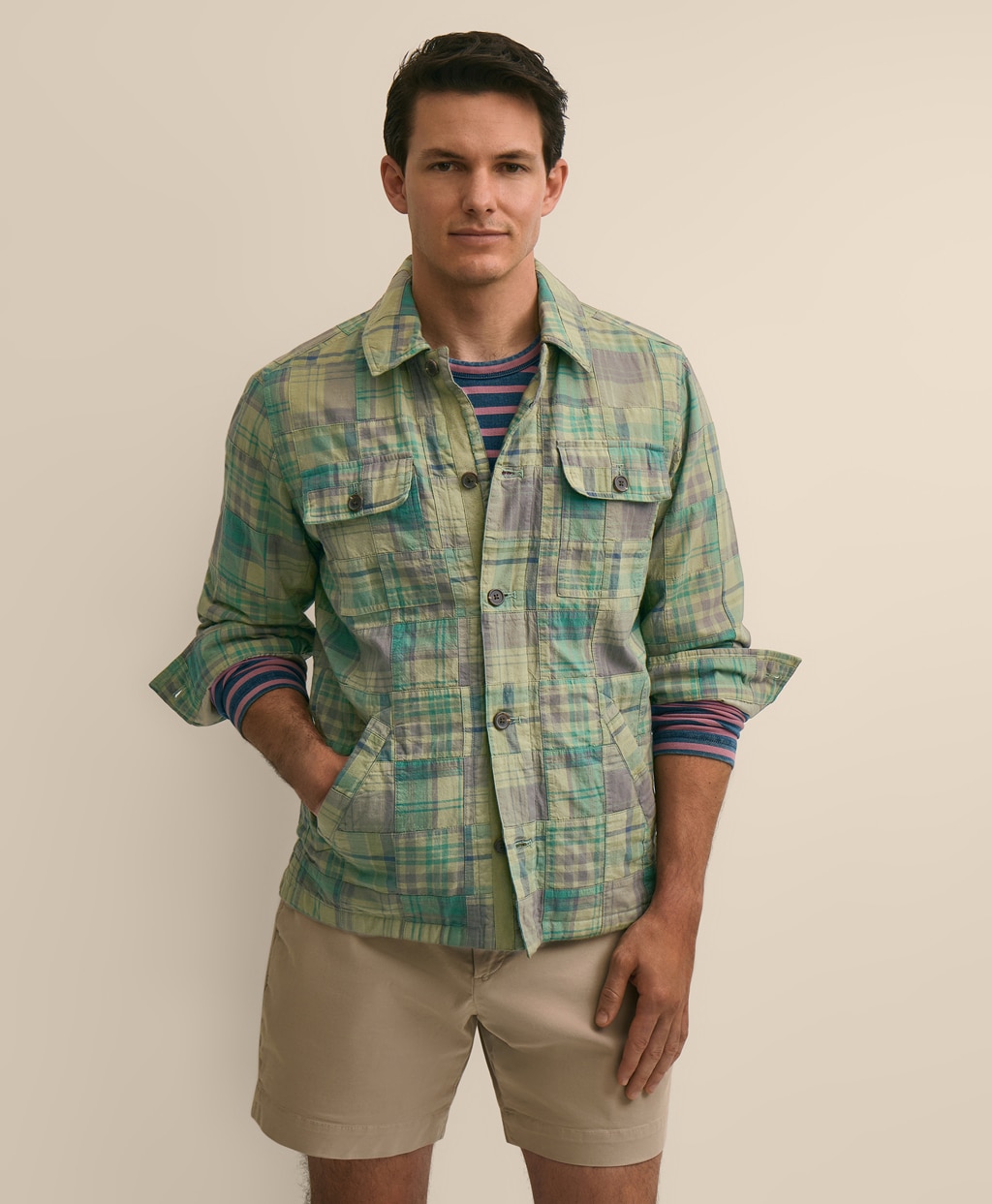 コットン マドラスパッチワーク シャツジャケット | Brooks Brothers