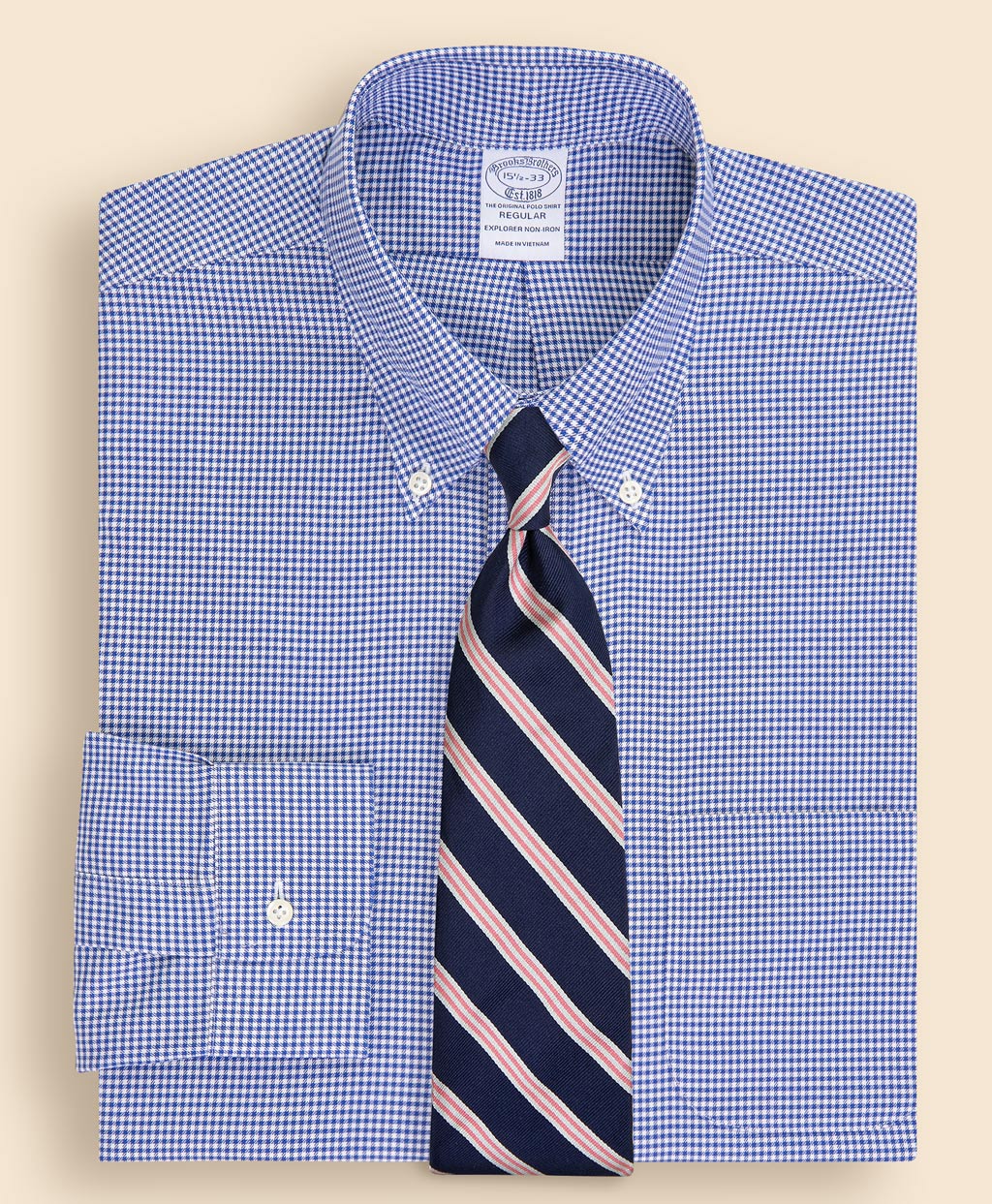 Brooks Brothers Explorer ノンアイロン コットンブレンド ギンガム