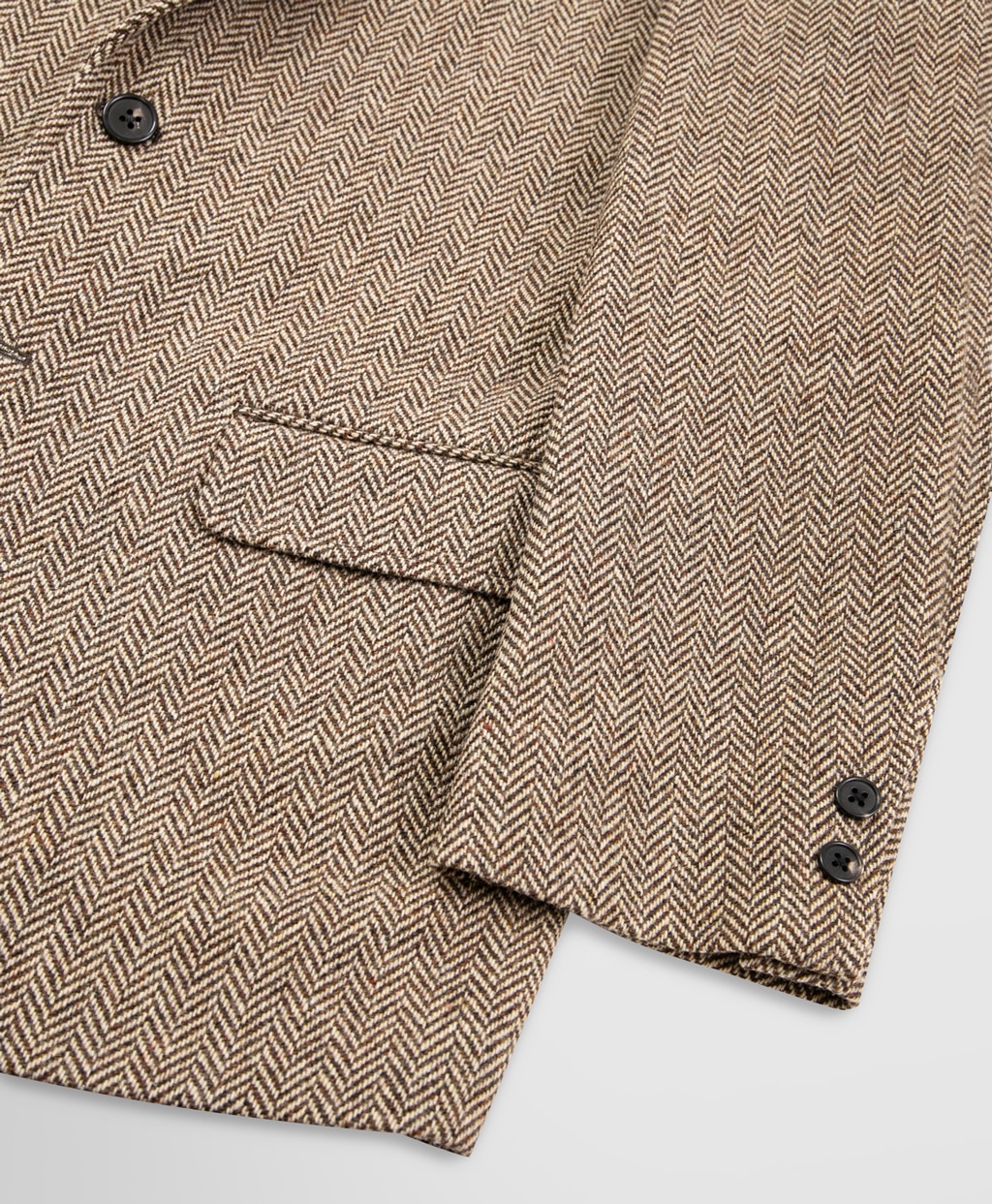 ウール ツイード ヘリンボーンストライプ 段返り3釦コンフォート