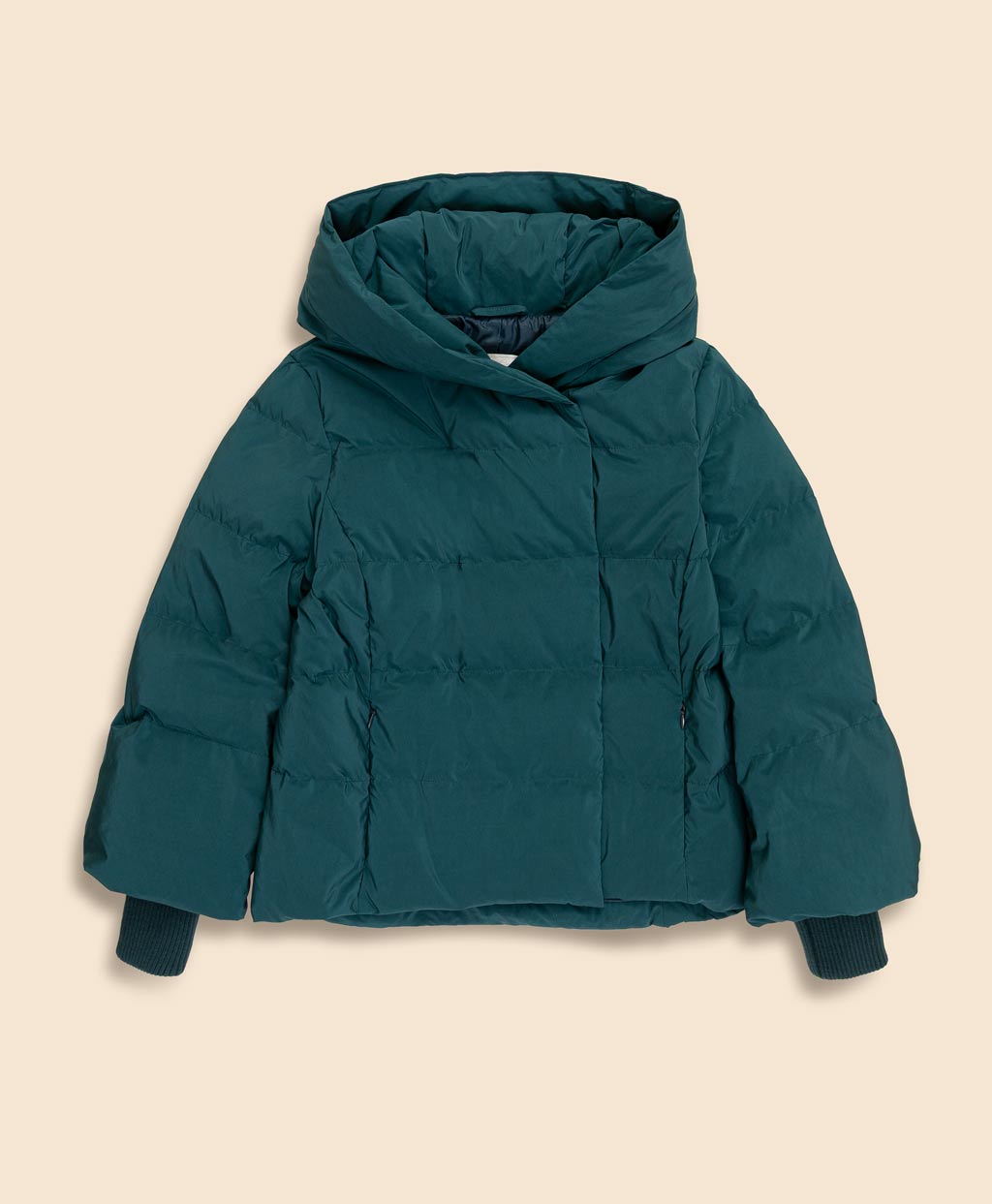 ポリエステル マイクロタフタ ショートパッファー ダウンコート