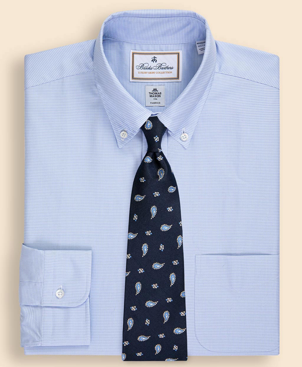 ラグジュアリー コットン マイクロハウンドトゥース ドレスシャツ