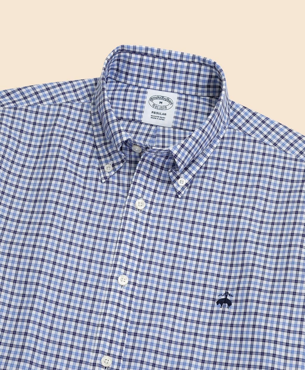 ラグジュアリー コットンツイル GFロゴ チェック スポーツシャツ