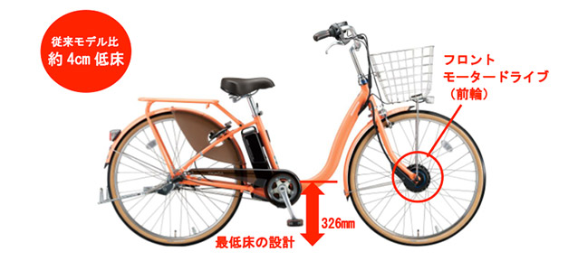 女性に優しい電動アシスト自転車＞ デュアルドライブ搭載の最低床U型