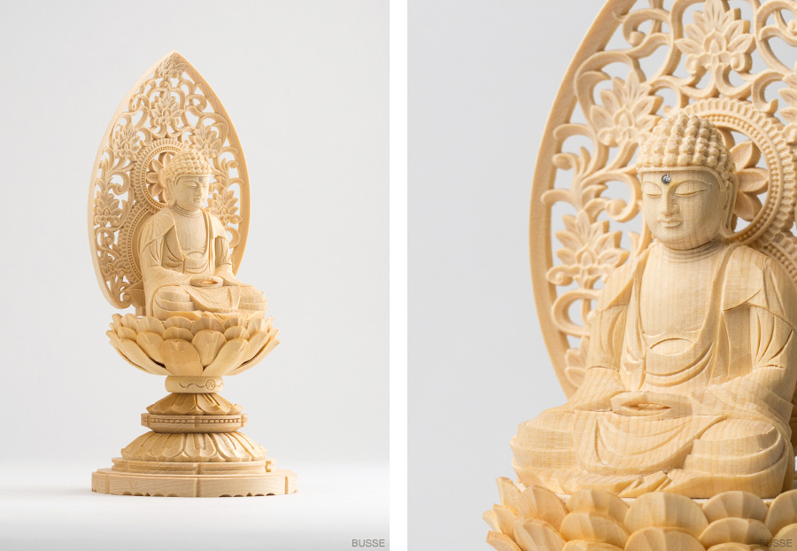 仏像 釈迦如来 座像 ヒノキ製 丸座 2寸 曹洞宗・臨済宗・天台宗 /桧木