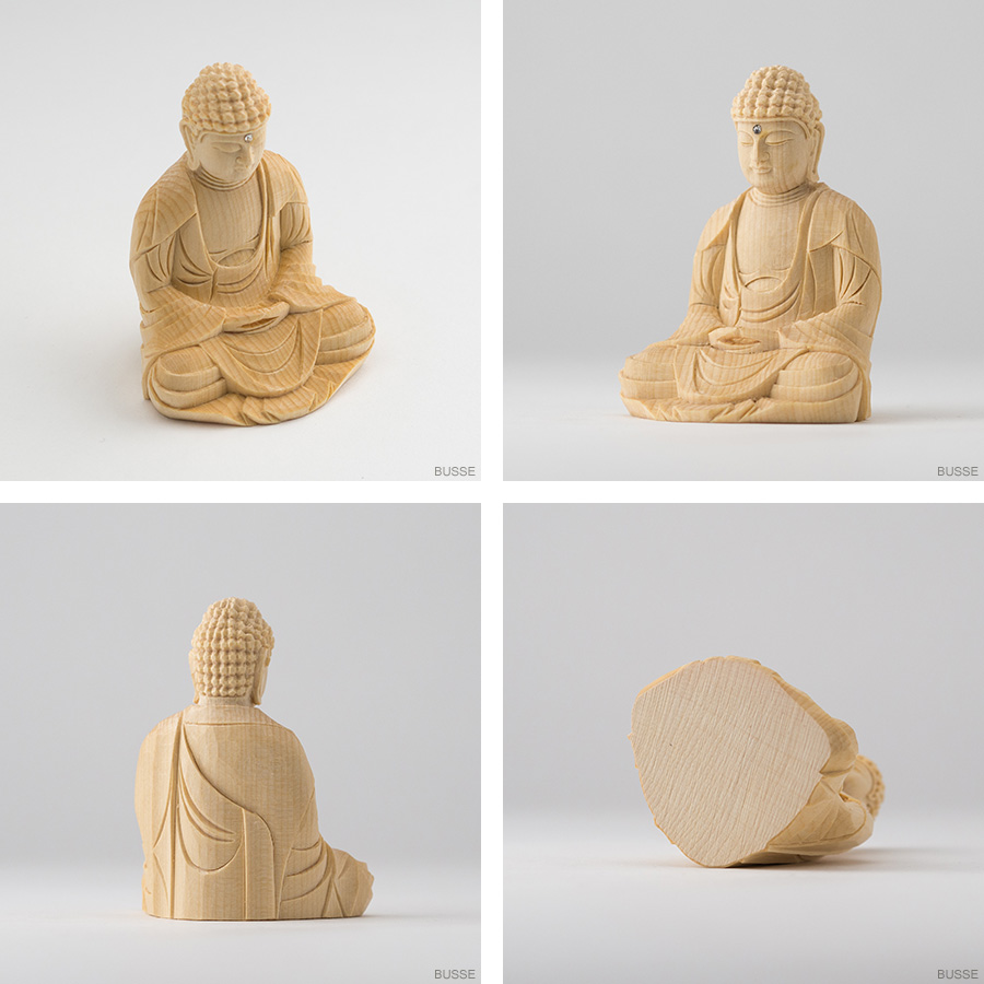 仏像 釈迦如来 座像 ヒノキ製 丸座 2寸 曹洞宗・臨済宗・天台宗 /桧木