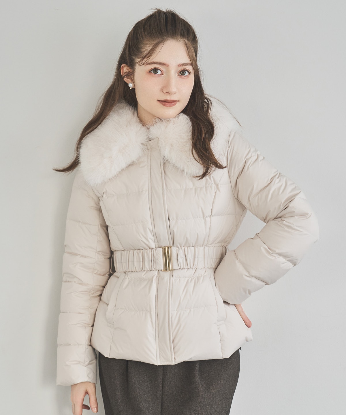 ファー襟取り外しショートダウン