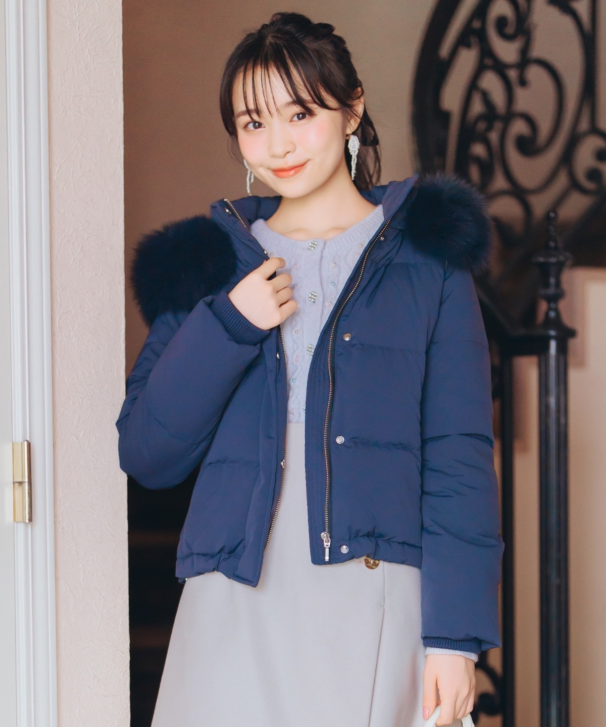 FOXファー付きショートダウン