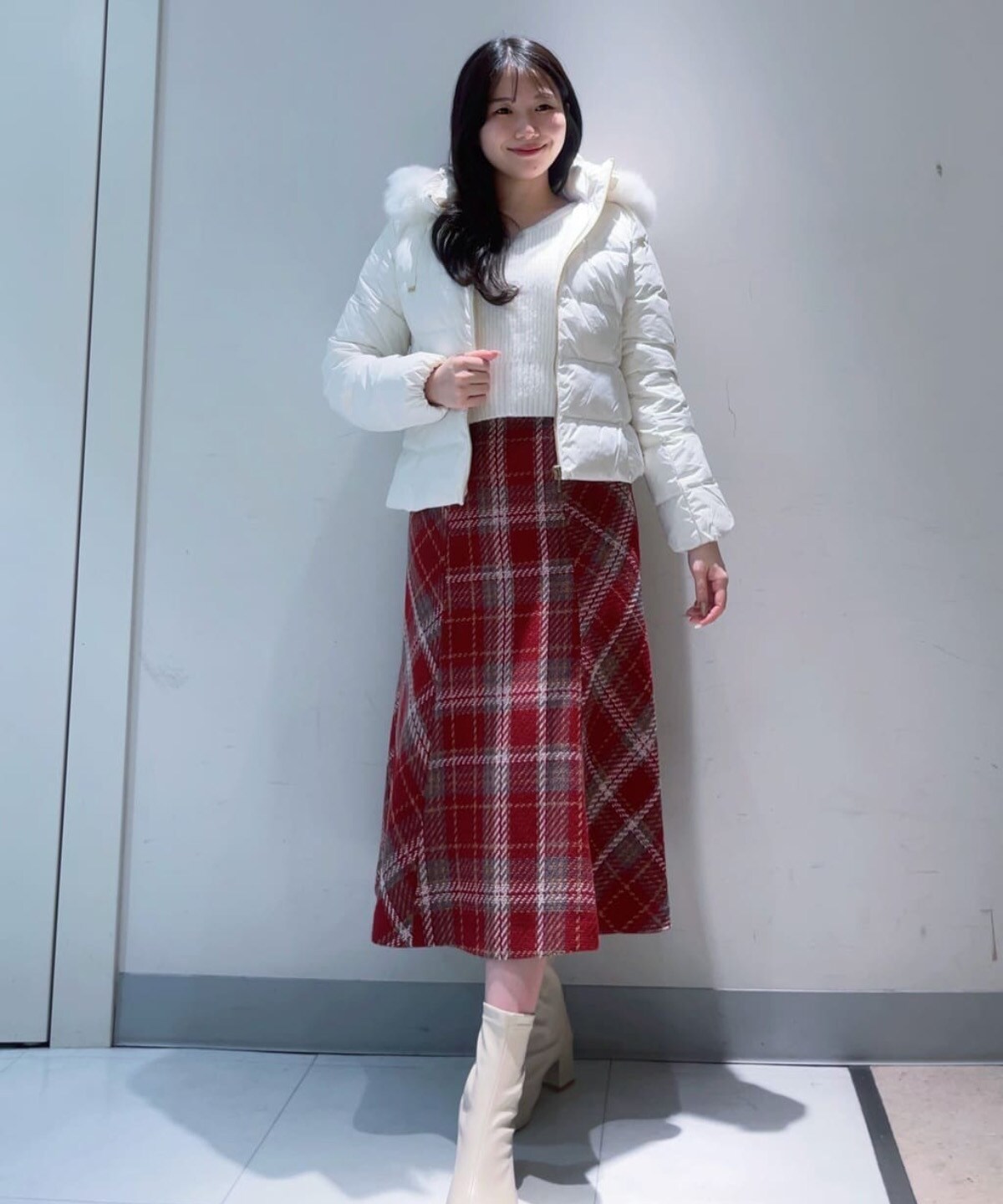 フォックスファー付ショートダウン