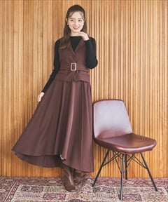 ジレアシメワンピースセットアップ