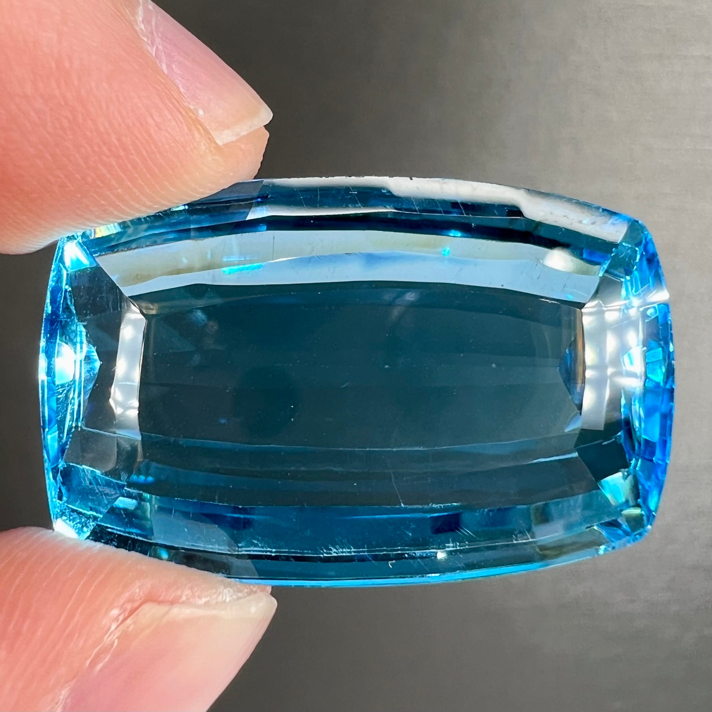 Loose 76.97ct Swiss Blue Topaz Stone, Barrel Cut | Burton's