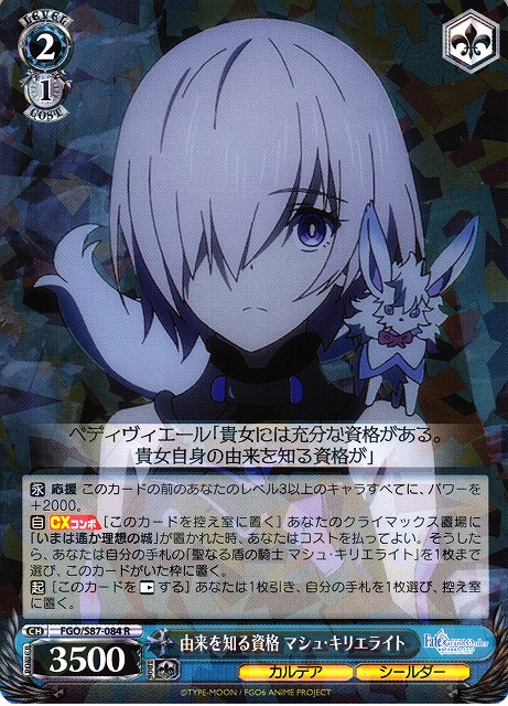 WS】由来を知る資格 マシュ・キリエライト【R】FGO/S87-084ヴァイス