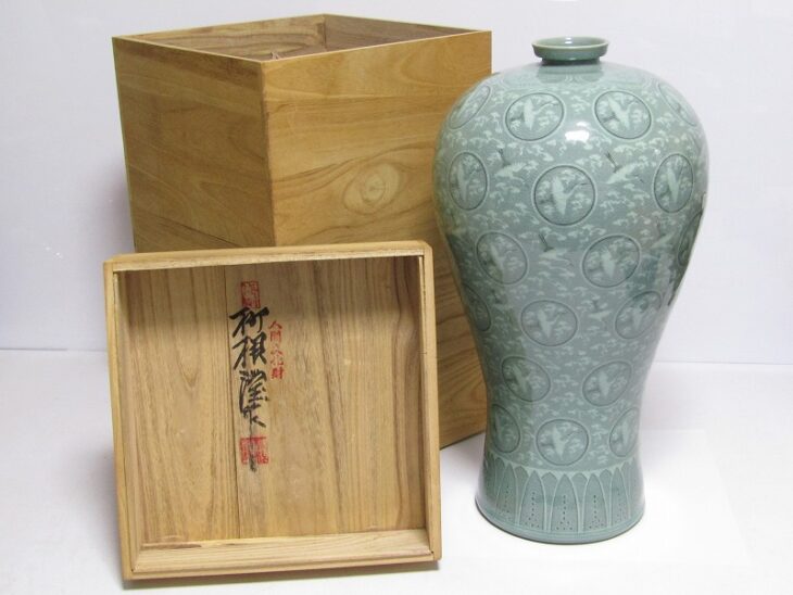 兵庫県神戸市へ出張買取】韓国人間文化財 柳海剛 作 高麗青磁 花瓶