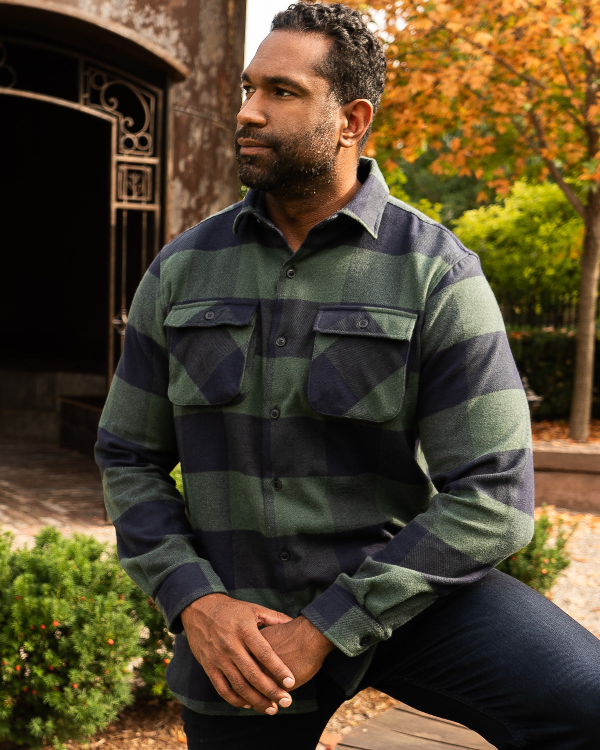 Relaxed Flannel, Green & Navy Relaxed Fitting Heavyweight Flannel