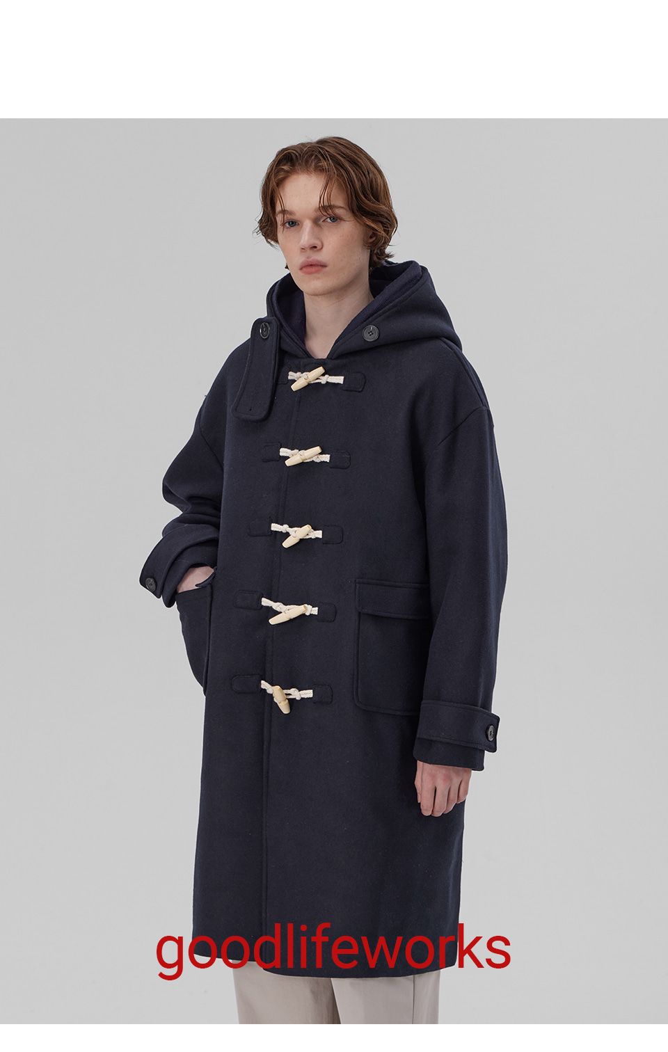 MUSINSA公式 | GLW オーバーサイズダッフルコートネイビー