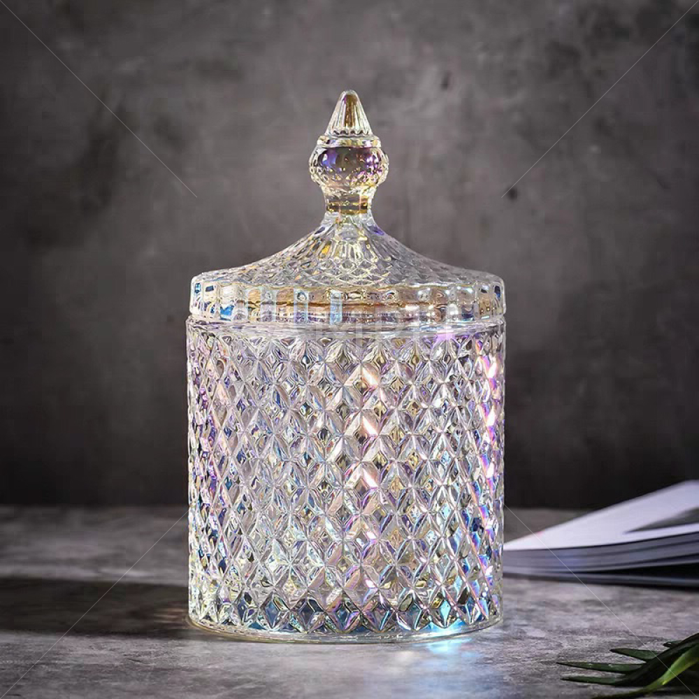 ガラス容器 小物入れ クリスタルジャー 蓋付き 卓上 ガラス製