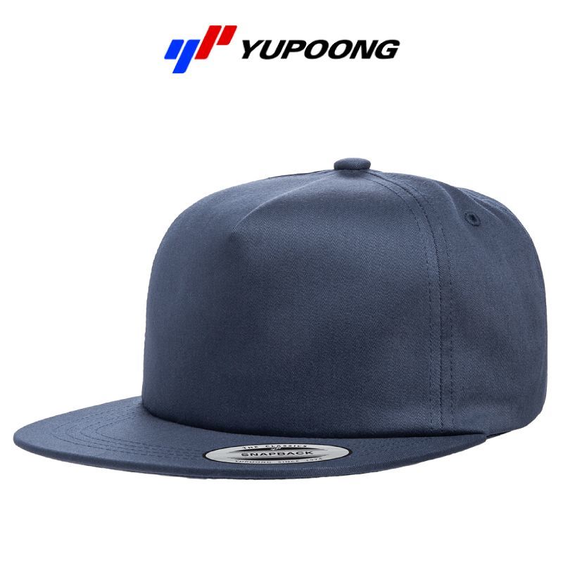 YUPOONG】5パネル 芯無しフラットバイザースナップバックキャップ