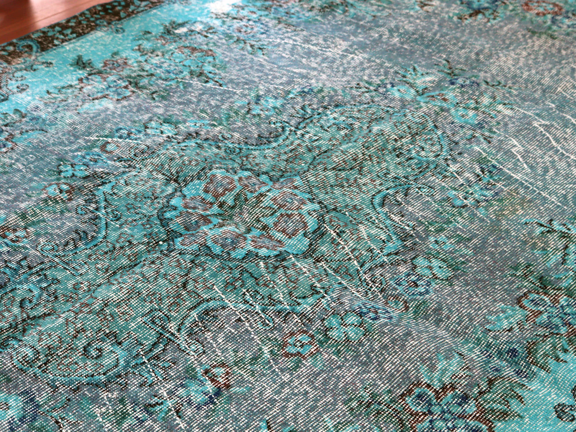 オーバーダイド ヴィンテージラグ ターコイズブルー265×175cm トルコ