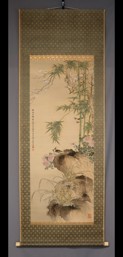 姫島 竹外(ひめじま ちくがい)「四君子（蘭竹菊梅）と小禽図」(福岡