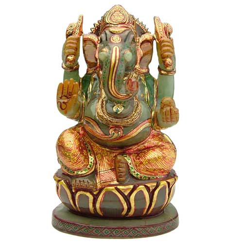 グリーンジェイド（緑翡翠）ガネーシャ神像 | ガネーシャ神と開運グッズ