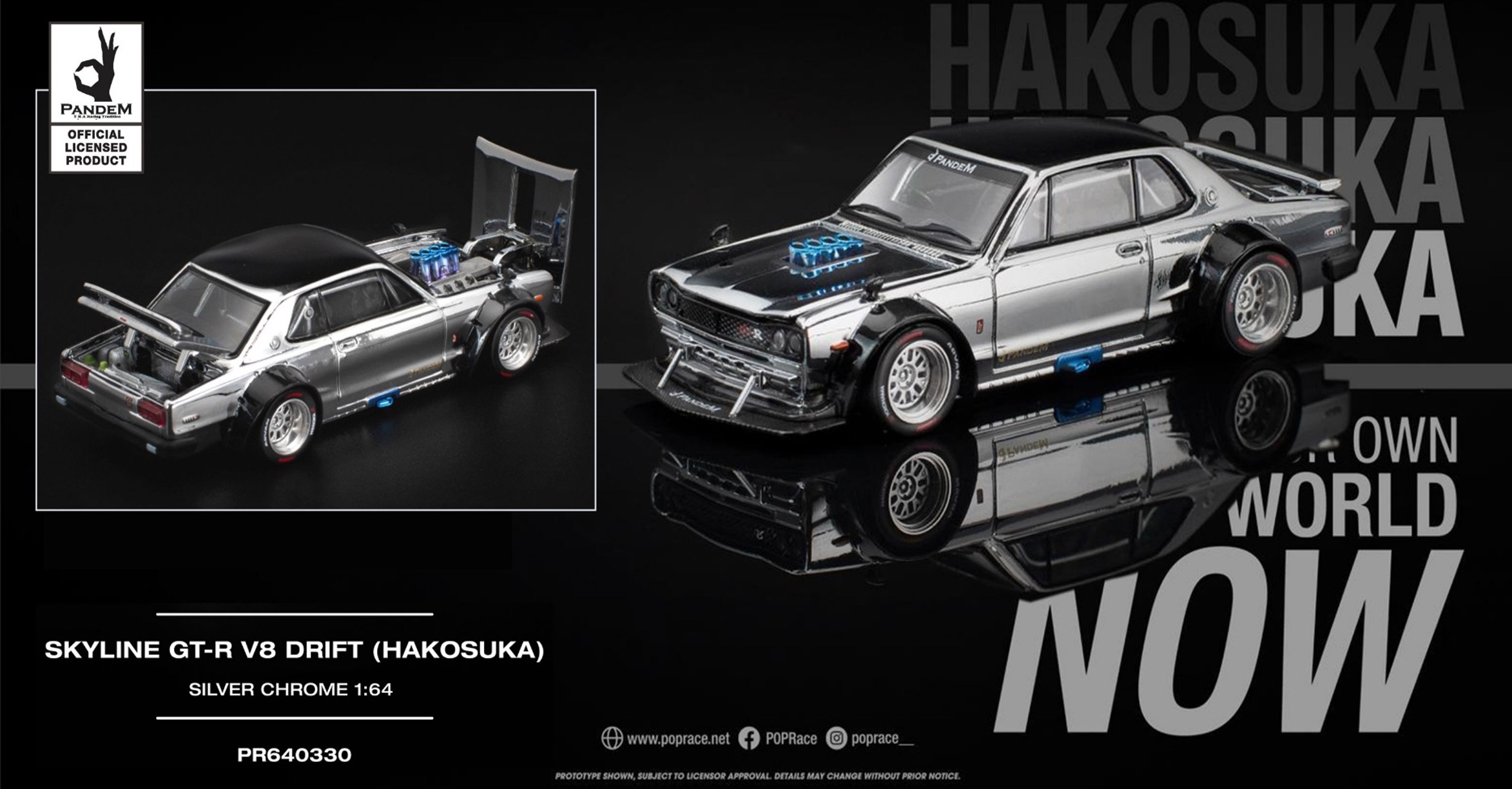 1/64 スカイライン GT-R V8 ドリフト（ハコスカ）シルバークローム