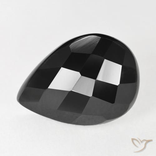 9.47カラットの天然ブラックオニキス、洋梨の形、オペーク
