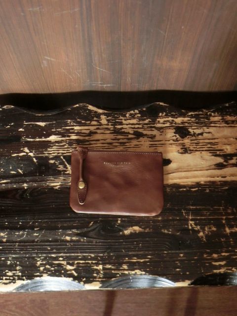 ROLLING DUB TRIO SQUARE ZIP & SNAP POUCH size S HORSE BROWN GENCO